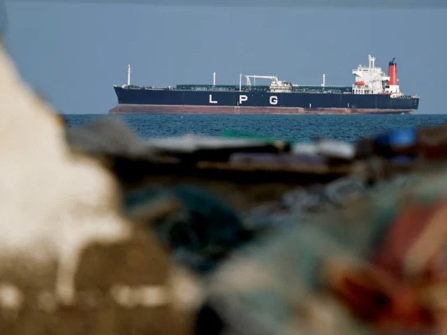 An LPG tanker at sea, illustrating a report on Pakistan's LPG imports arriving at Karachi